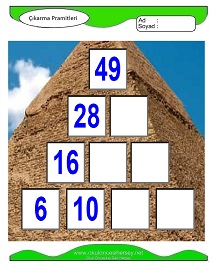 Çıkarma Pramidi Çalışma Sayfaları